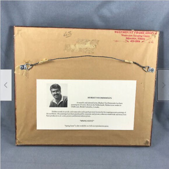 Vtg 13x11 Framed Matted Art Print Pink Floral Wall Picture Huibert Van Drimmelen - Picture 5 of 5